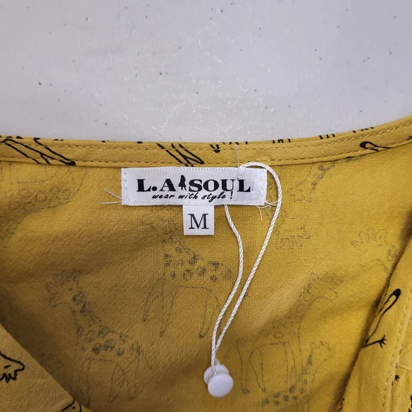 Elegant Yellow Midi Dress with Animal Print - Picture 2 of 5